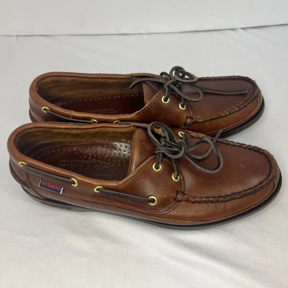 Sebago Schooner Docksides Men's Leather Boat Shoes 7.5 M Brown 75943